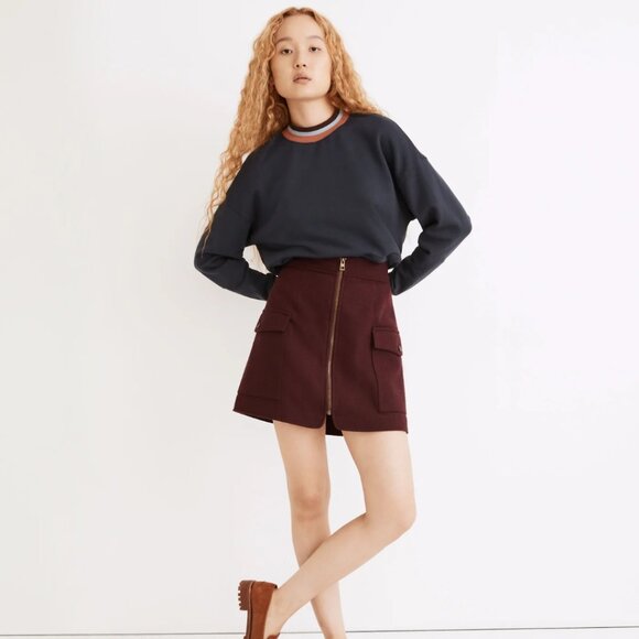 Madewell Dresses & Skirts - Madewell Zipper Burgandy Wool Blend Skirt Mini Length Size 6